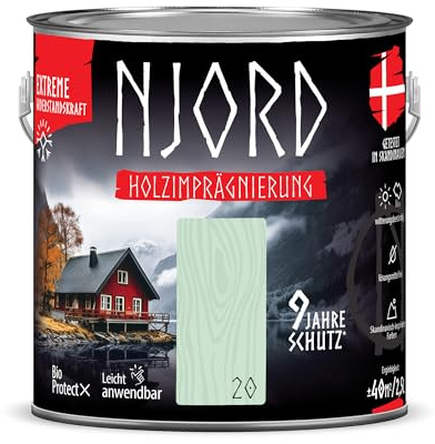 NJORD Holzimprägnierung 2,5 L Holzfarbe (20) Nordische Gräser Holzschutz Bis zu 9 Jahre Holzlack Wetterfester Schutzlack Holzlasur