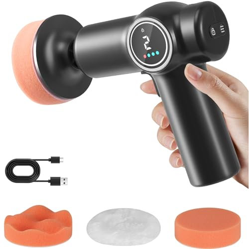 Cordless Car Polisher with 2 Variable Speed, 4000mAh Rechargeable Battery, Speed Lock Button, 3 Polishing Pads, Cordless Car Buffer Polisher for Scratch Removing/Detailing/Polishing/Waxing