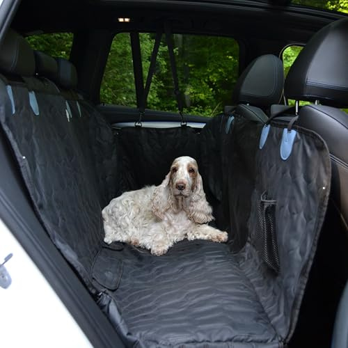 NaMiDa Pets Hundedecke Auto Rückbank - Autoschondecke Hund Rücksitz in edler Lederoptik- ISOFIX-kompatibel, rutschfest, wasserabweisend und pflegeleicht - Universalgröße