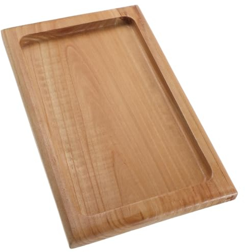IMIKEYA Plateau de service rectangulaire en bois - Plateau de cuisine en bois pour apéritifs, café, steak, fruits, petit-déjeuner - Assiette rectangulaire décorative pour fêtes