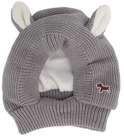 Cappello di Lana per Cani Cuffie Antirumore per Cani Lavorate a Maglia Protezione Antirumore Calde Cuffie per Animali Domestici per Cani con Comodo Peluche all'Interno per Cani (Grigio)