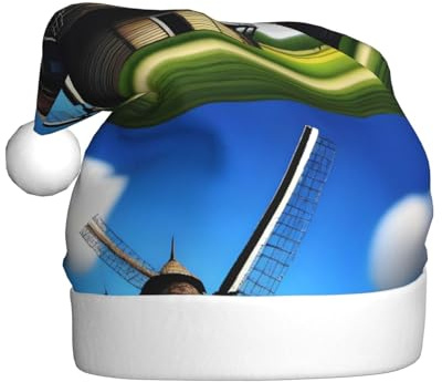 qqoupp Big windmill Pattern Christmas Hat for Adult for Christmas, Halloween, New Year, sales, promotions