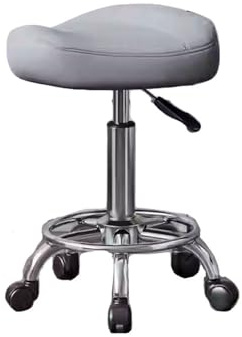 Sadelpall med hjul, ergonomisk sadelstol, vridbar och höjdjusterbar arbetspall, lämplig for massage, skönhetssalonger, spa, kontor(Gray)