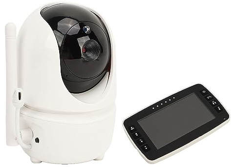 MasYosh Monitor para Bebés SM43A, Monitor para Bebés con Video con Cámara, Rotación de Cabezal Esférico, Micrófono Dual, Reducción de Ruido, Conversación Bidireccional, Detección (Enchufe Europeo)