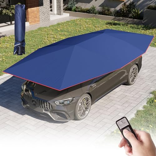 Parasol para coche, plegable, automático, para cochera móvil con control remoto, toldo de techo para la mayoría de vehículos