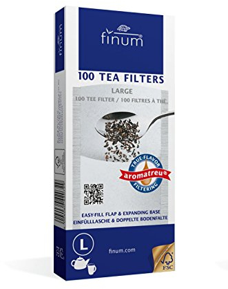 Finum Lot de 100 filtres à thé Capacité maximum 4 tasses, blanc, 82 x 182 cm