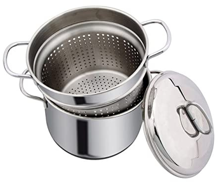 Pastakocher cm. 24 Edelstahl, komplett mit Topf, Korb und Deckel Edelstahl. Made in Italy