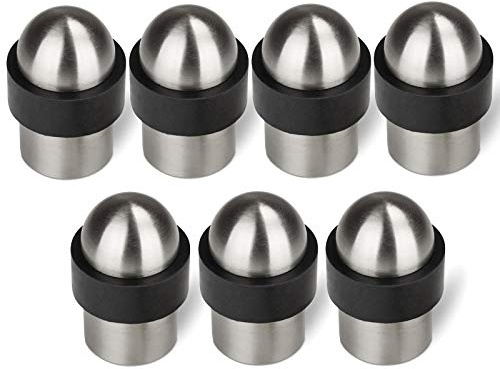 7 x STOPPLA® Bodentürstopper echt Edelstahl gebürstet Ø 35 mm Höhe 51 mm Türstopper für Bodenmontage Türanschlag
