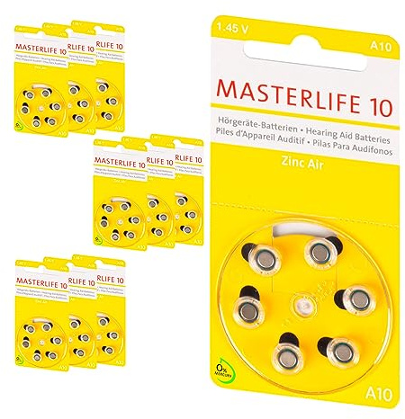 MASTERLIFE HÖRGERÄTE BATTERIEN Typ 10 PR70 gelb A10 Batterie (60)