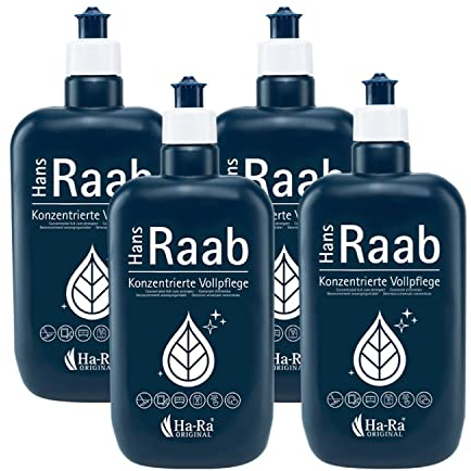 Hans Raab Konzentrierte Vollpflege Original Set 4 x 500 ml I Universalreiniger für Haushalt, Garten und Auto I Sparsam, vielseitig, umwelt- & hautfreundlich I Rohstoffe gut biologisch abbaubar