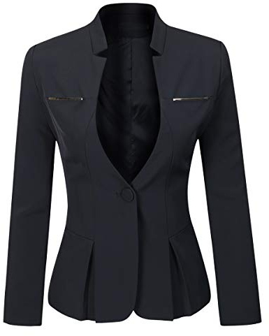 YYNUDA Blazer Femme Elegant Fit Veste de Costume avec Bouton Unique pour Femme, Noir, L