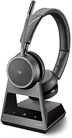 Plantronics – Voyager 4220 Office Headset (Poly) – Stereo Bluetooth-Kopfhörer mit Bügel-Mikrofon, Noise-Cancelling & Station USB-A - Anschluss an PC, Mac, Mobil-/Festnetztelefon, Teams (zertifiziert)