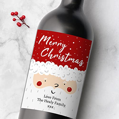 Personalised Christmas Bottle Labels - Father Christmas - Pack of 9. Cute, Relatives, Xmas, Celebration, Unique Design, Fun, Presents, Made in The UK.……