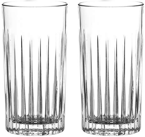 DIAMANTE Water or Cocktail Glasses Crystal Long Drink Hi Balls – ‘Broadway’ Collection – Gift Box of 2