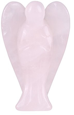HEEPDD Pierre précieuse opalite de 2 Pouces, Ange de Poche Gardien Rose Quartz Pierre de guérison de l'inquiétude sculptée Pierre précieuse d'opale Claire Blanche(Rose)