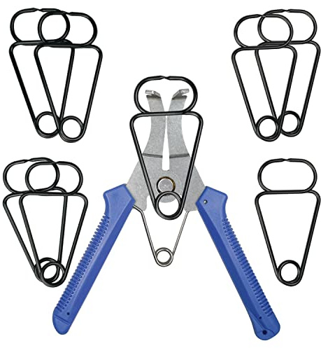 IRONSTAR Federklemmen-Zangen-Set, ausreichend für verschiedene Grade, ideal für Bilderrahmen, Kronenformen und Heimwerker-Enthusiasten, unverzichtbares Werkzeug (1 Zange/10 schwarze Klemmen).