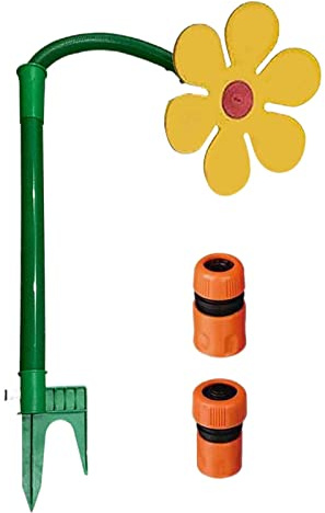 Stronrive Aspersor con Forma de Flor Loca para Patio,Aspersor de Agua Daisy Giratorio de 720° con 2 adaptadores - del riego del jardín de Flores de la Margarita del Baile del jardín