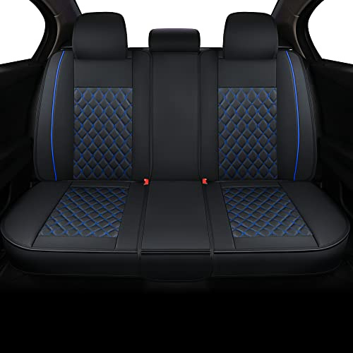 Vankerful Car Back Seat Covers, Universal Fit for Most Cars, SUV, Sedans and Pick-up Trucks, Automotive Faux Leather Vehicle Cushion Covers (Black/Blue)
