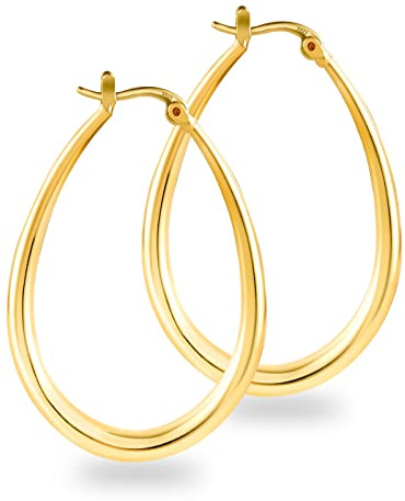 ALEXCRAFT - Boucles d’oreilles créoles pour femme - En argent 925 - Minimalistes et hypoallergéniques - Huggie, Laiton, Pas de gemme