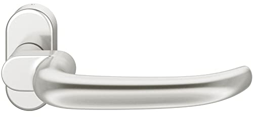 FSB FH Türdrücker U-Form gebogen auf ovaler Rosette 061053 - Türklinke Feuerschutz Türbeschlag, Aluminium silber eloxiert
