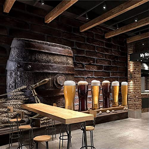 Papier Peint Mural - Décoration Murale 3D Personnalisée, Chope De Bière Tonneau De Vin Fresco, Hd Print Art Poster Photo Photo Étanche Peel And Stick Mural, Pour Salon Tv Toile De Fo 350(L)x256(H)cm