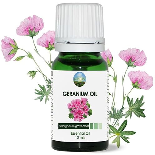 NPOW Geranium Essential Oil - 10ml, Geranium Oil Essential Oils for Diffusers for Home, Skin, Hair, & Candle Making, Geraniums Aromatherapy Oils for Diffusers Mix, Home Fragrance, Candle Scents