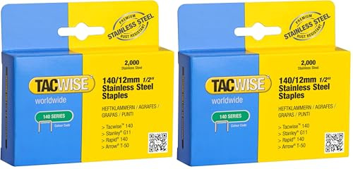 Tacwise 1220 Edelstahlklammern 140/12mm (2.000 Stück), blau (Packung mit 2)