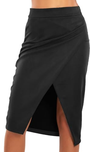 Toocool Falda de Mujer Lápiz Portafolio de Terciopelo con Elegante Abertura VI-3614, Negro , M