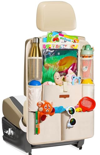 SURDOCA Autositz-Organizer – 4th Generation verbesserter Auto Rücksitz für bis zu 11-Zoll Tablet, 8 Taschen, Kinderspielzeug-Aufbewahrung, wasserdichter Rücksitzschutz für Kinder