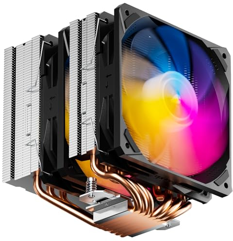 upHere ARGB Disipador de CPU de 6 tubos de calor CPU Air Cooler, enfriador de CPU de torre doble, ventilador doble ARGB 120mm PWM, Intel LGA 2011/2066(X79/X99) y AMD AM4/AM5 compatible, D6SEC