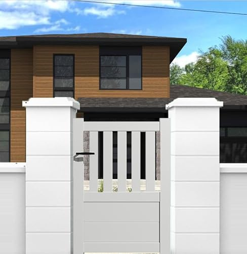 Portillon aluminium battant de jardin pas cher semi-ajouré 1M30X1M (BLANC RAL 9010)