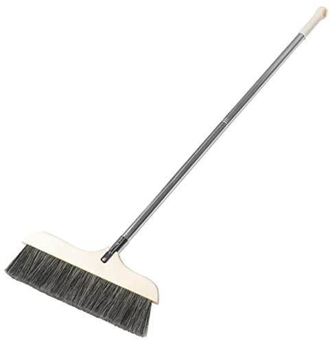 minkissy Balai à Poils Souples Balai Pliable sans Bavures avec Manche Long en Acier Inoxydable et Bois Léger Conception à Trous Pratique pour Nettoyage Maison et Bureau