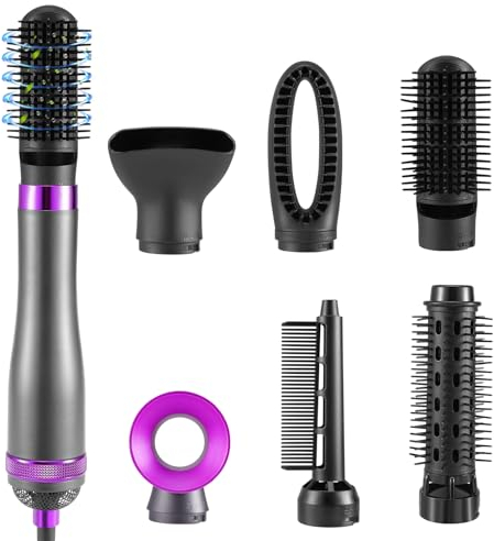 Aofesel Air Styler 6 in 1 spazzola soffiante per capelli Styler, 1000 W portatile pettine per asciugacapelli con 6 accessori, pettine per spazzola bagnata e asciutta, ferro arricciacapelli automatico