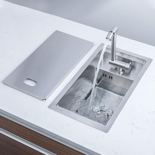 PQXQZ Fregadero Camper, Fregadero Multifuncional, Fregadero de Barra de Acero Inoxidable con Grifo y Tapa Plegables, Mini Fregadero Invisible