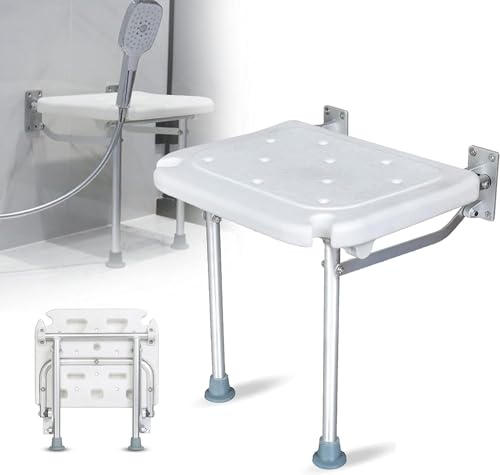 Duschklappsitz Für Wandmontage, Klappbarer Duschsitz Mit Rutschfesten Füßen Badewannensitz Klappsitz Dusche Badezimmerhocker Für Schwangere, Senioren, Behindert Duschhilfe
