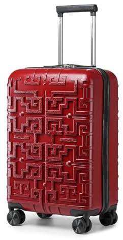 Supercase Koffer Reisekoffer Trolley Handgepäck mit TSA PP Hartschalenkoffer 4 Spinner Rollen Rollkoffer Rot 55x 35x 23cm