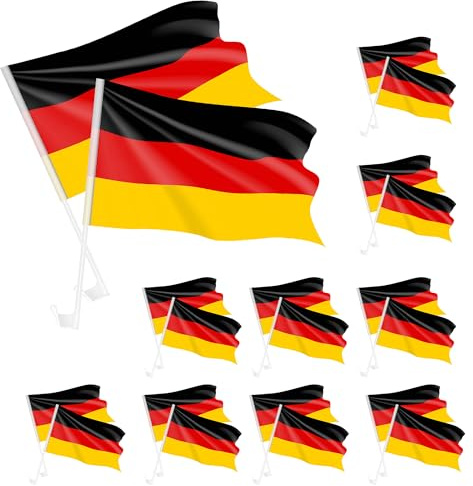 Taffstyle Autofahne Deutschland 20 Stück 10 Paar Auto Flagge Set Fensterfahne Autoflagge WM Fanartikel Fußball Weltmeisterschaft 2026 Autokorso Fahne Auto Fenster Flaggen Set 45cm x 30 cm