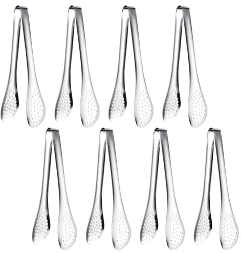 Lot de 8 pinces de cuisine en acier inoxydable de 12,7 cm - Pinces de cuisine en métal - Pinces de service des aliments - Pinces pour petits apéritifs - Pinces de buffet - Pinces de restauration -