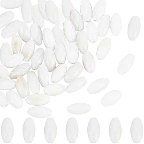 SUNNYCLUE 1 caja de 100 cuentas Espaciadoras de Concha Natural A Granel Cuentas de Concha de Nácar Blanco Cauri de Playa de Mar Cuentas de Semillas Sueltas Cultivadas Ovaladas para Hacer Joyas Pulsera