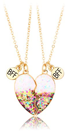 APMGONT Magnetische Bff Halskette für Mädchen und Frauen, Herz Freundschaft Schmuck für 2/3 Mädchen, Geburtstag, Weihnachten, Unisex, Legierung, 50 cm, Magnetisch, Halskette