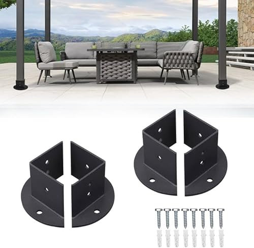 Post Base Adjustable,4 Pcs Adjustable Wood Fence Pergola Brackets Post Base Heavy Duty Fence Post Anchor Fit 2x2 / 4x4 / 6x6 inch Post for Deck Railing Mailbox