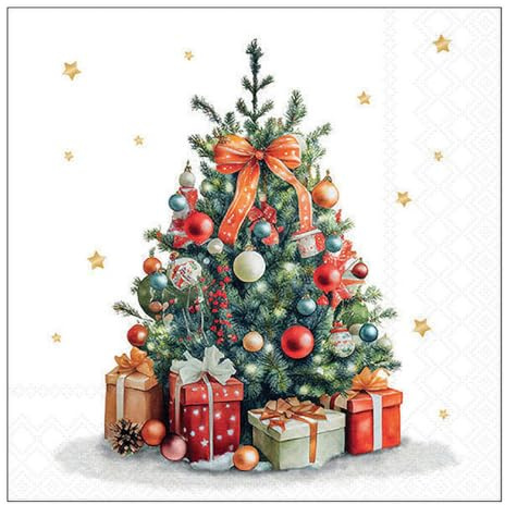 Ambiente Serviette Christmas Tree, 33x33 cm, 3-lagig, 20 Stück, Weihnachtsserviette, Tannenbaum, Tischdeko, Festtagsdekoration