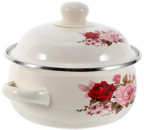 Garneck Soup Pot with Double Handles and Lid Versatile Stewing Pot for Chinese Cuisine Easy to Clean Polished