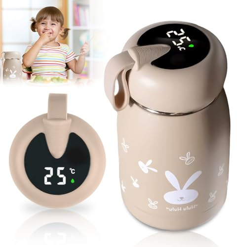 GBKDQQ Termo de 320 ml, termo para bebé, de acero inoxidable, con indicador de temperatura LED, ideal para el calor y el frío