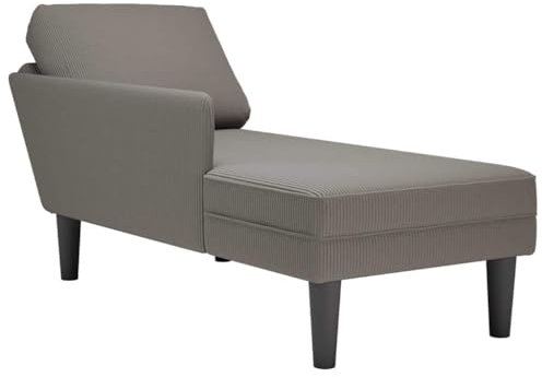 vidaXL Chaiselongue mit Kissen Hellgrau Cordstoff, Recamiere, Loungesessel, Lounge Sofa, Lounge, Loungesofa, Wohnzimmersofa, Akzentsessel