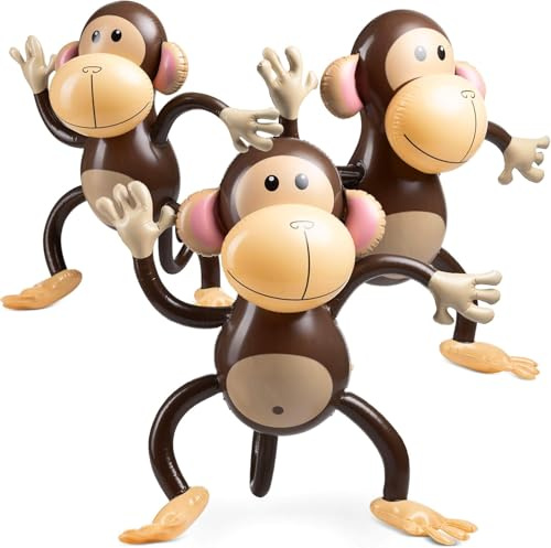 Happium - Juego de 3 monos hinchables (68,6 cm) | Fiesta prenatal, Safari, Tema de la selva, Para niños y niños pequeños