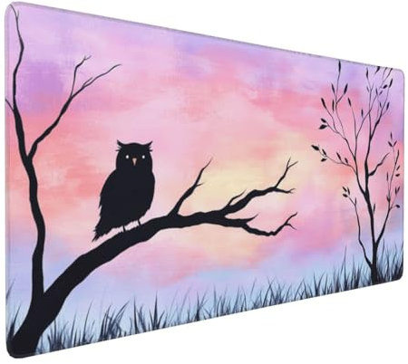 Large Mouse Pad 1200x600x4mm Owl Gaming Mouse Mat Tree XL Mousepad Anti-Fray Stitched Edges with Non-Slip Rubber Base,Ergonomic Mouse Pad Extended Desk Mat,for Home Office Accessories PC,Laptop