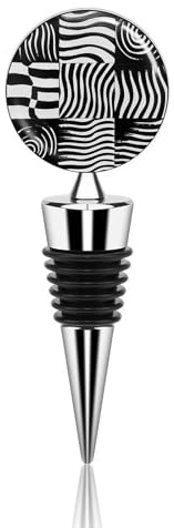 Op Art Squares Bottle Stopper Beverage Bottle Sealer Reusable Wine Stopper Personalised Champagne Stopper Unique Wine Bottle Corks Keep Fresh Suitable for Standard