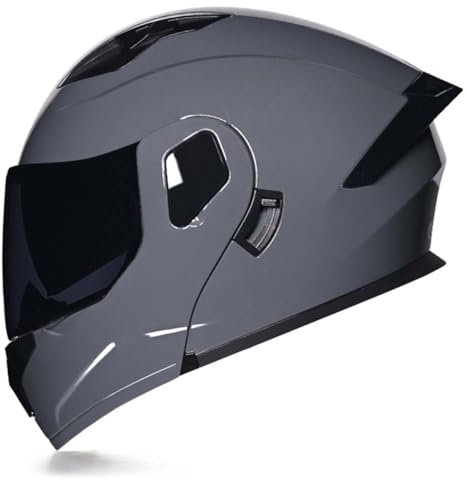 Klapphelm Integralhelm Mit Doppelvisier Integriert Motorradhelm Motorradhelm Motorrad Full Face Helm Klapphelm DOT/ECE Zertifiziert Racing Helm Für Damen Herren 19,XXL:63-64CM