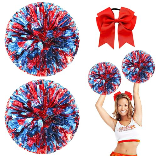 Nuyoah Cheerleader Pompons Pompoms Cheerleading 2Stk Cheerlead Pompon Pompom Cheerleading Pong Pongs Cheerleader Pom Poms Cheerleading Metallfolie für Sports Wettbewerb Karnevalspartys